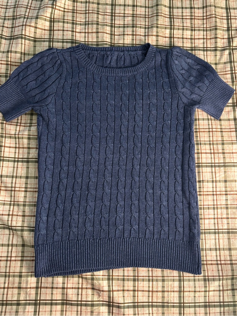 Women’s Cable Knit Pullover Short-Sleeve Sweater - Blue